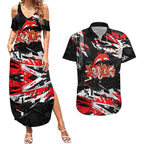 Personalized Dolphins Couples Matching Summer Maxi Dress and Hawaiian Shirt Graffiti Grunge Abstract Urban Street Style Design