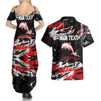 Personalized Dolphins Couples Matching Summer Maxi Dress and Hawaiian Shirt Graffiti Grunge Abstract Urban Street Style Design