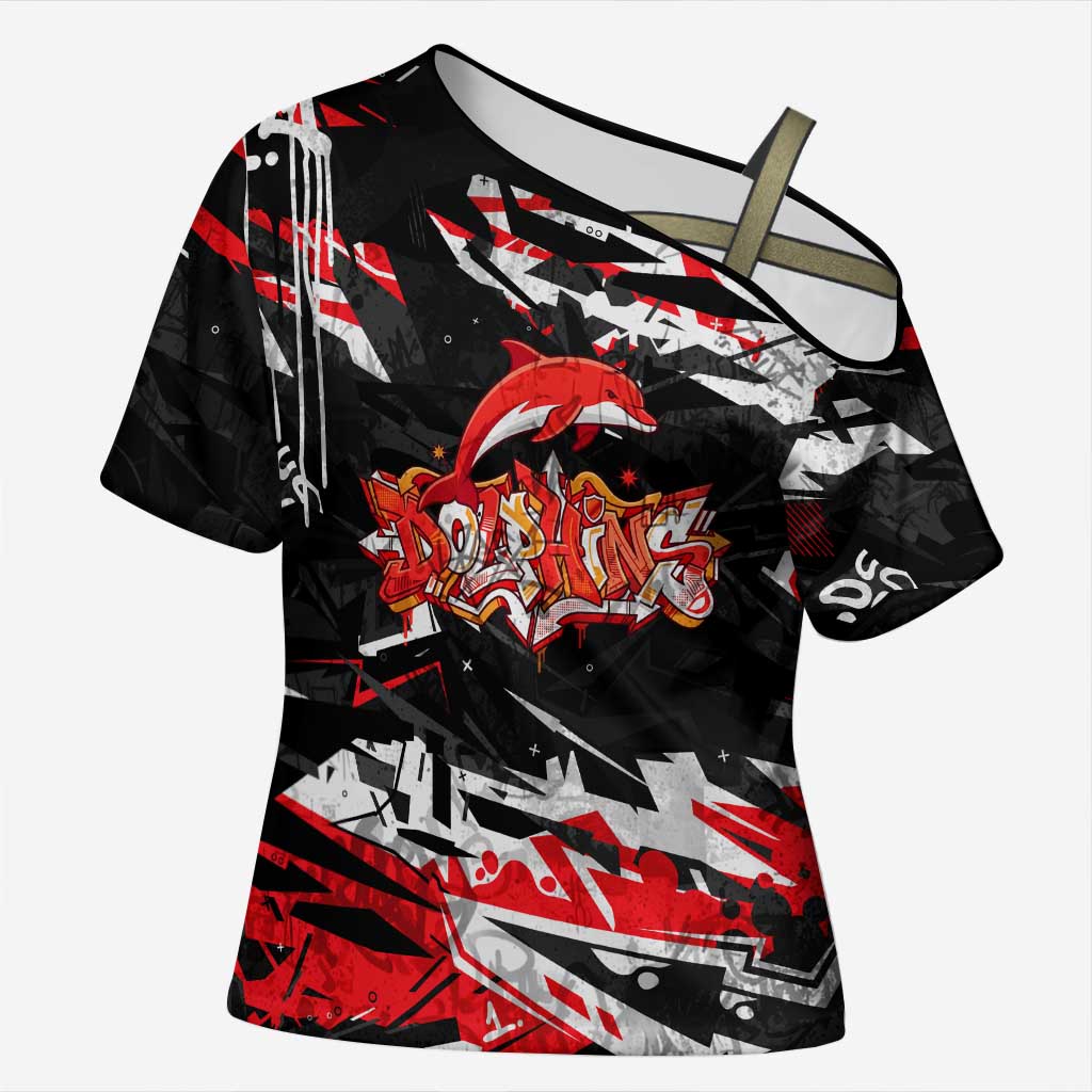Personalized Dolphins Cross Shoulder Shirt Graffiti Grunge Abstract Urban Street Style Design