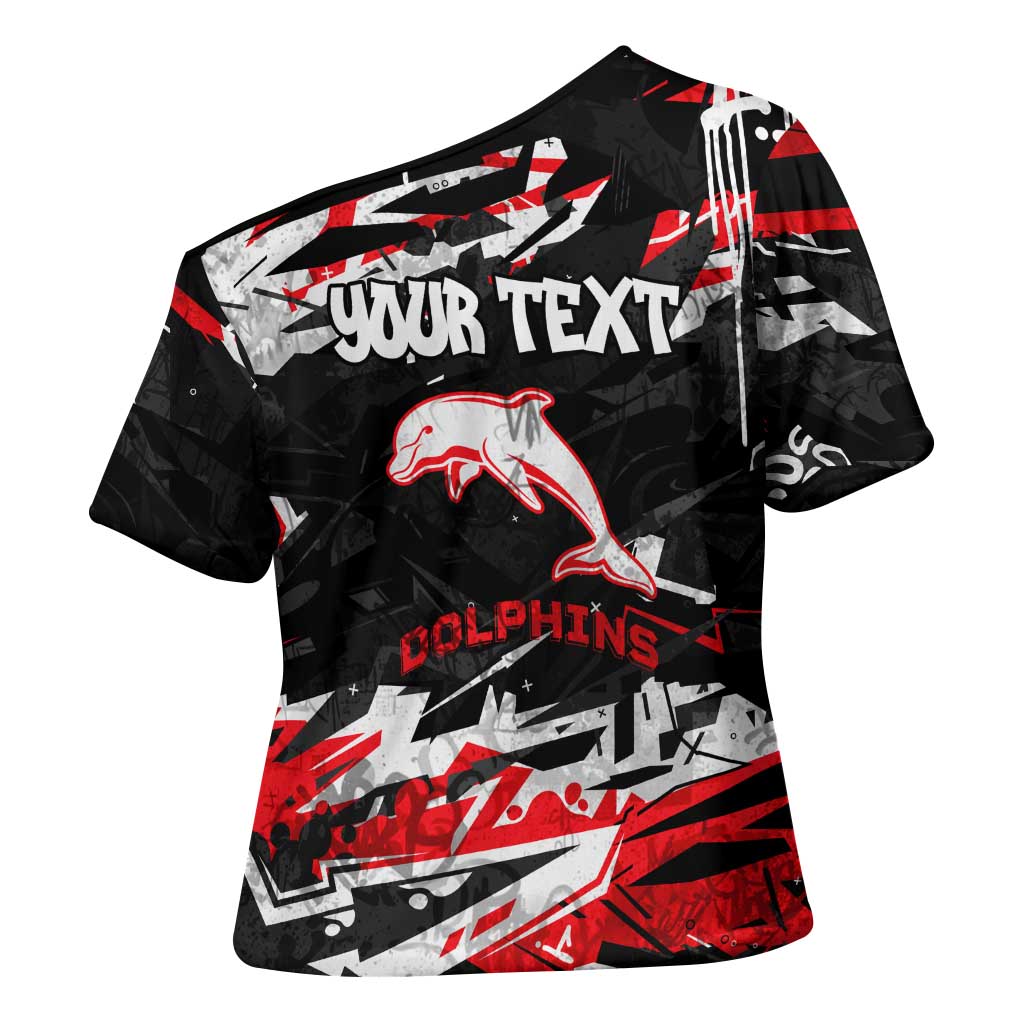 Personalized Dolphins Cross Shoulder Shirt Graffiti Grunge Abstract Urban Street Style Design