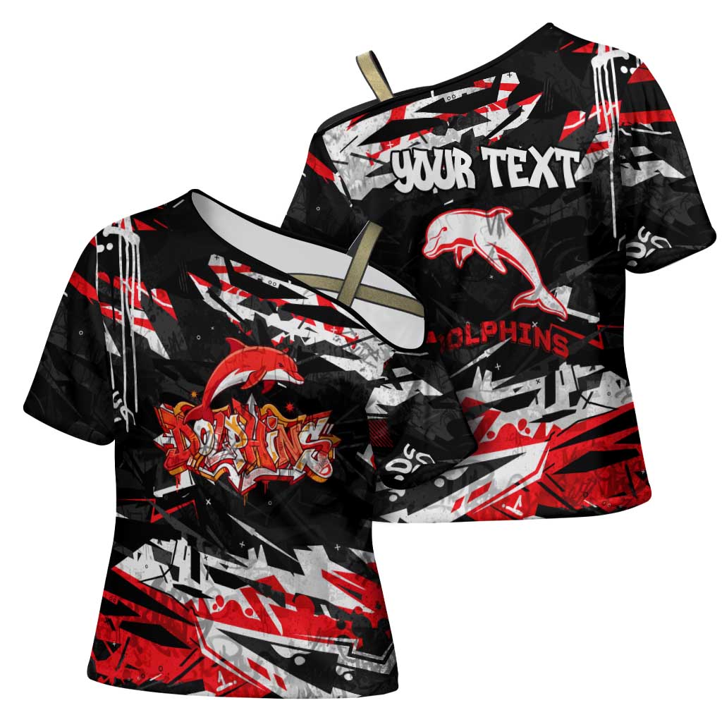 Personalized Dolphins Cross Shoulder Shirt Graffiti Grunge Abstract Urban Street Style Design
