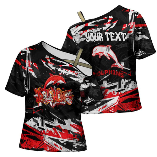 Personalized Dolphins Cross Shoulder Shirt Graffiti Grunge Abstract Urban Street Style Design