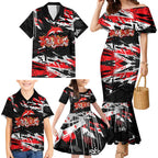 Personalized Dolphins Family Matching Mermaid Dress and Hawaiian Shirt Graffiti Grunge Abstract Urban Street Style Design