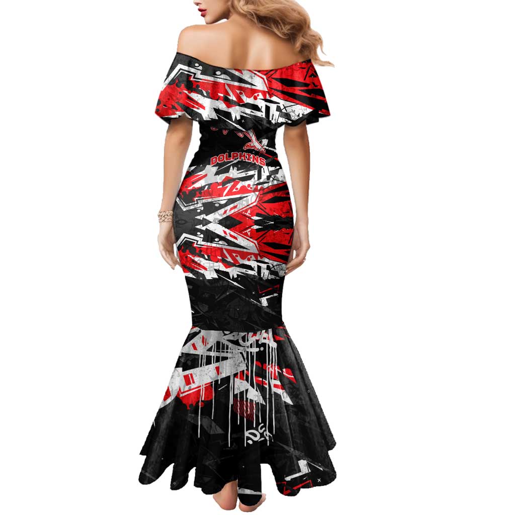 Personalized Dolphins Family Matching Mermaid Dress and Hawaiian Shirt Graffiti Grunge Abstract Urban Street Style Design
