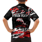 Personalized Dolphins Family Matching Off Shoulder Short Dress and Hawaiian Shirt Graffiti Grunge Abstract Urban Street Style Design