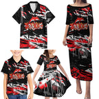 Personalized Dolphins Family Matching Puletasi and Hawaiian Shirt Graffiti Grunge Abstract Urban Street Style Design