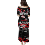 Personalized Dolphins Family Matching Puletasi and Hawaiian Shirt Graffiti Grunge Abstract Urban Street Style Design