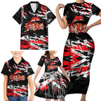 Personalized Dolphins Family Matching Short Sleeve Bodycon Dress and Hawaiian Shirt Graffiti Grunge Abstract Urban Street Style Design