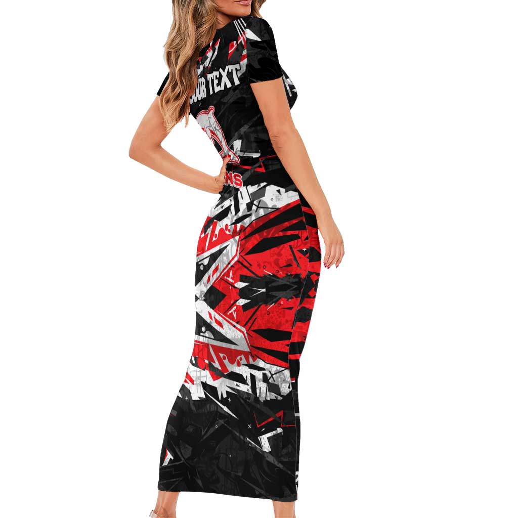 Personalized Dolphins Family Matching Short Sleeve Bodycon Dress and Hawaiian Shirt Graffiti Grunge Abstract Urban Street Style Design
