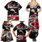 Personalized Dolphins Family Matching Summer Maxi Dress and Hawaiian Shirt Graffiti Grunge Abstract Urban Street Style Design