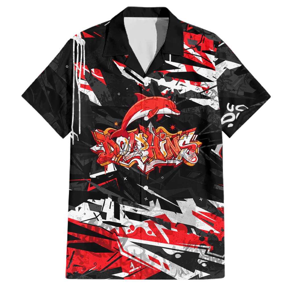 Personalized Dolphins Family Matching Summer Maxi Dress and Hawaiian Shirt Graffiti Grunge Abstract Urban Street Style Design