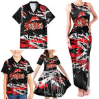 Personalized Dolphins Family Matching Tank Maxi Dress and Hawaiian Shirt Graffiti Grunge Abstract Urban Street Style Design
