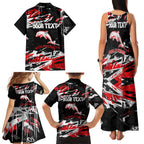 Personalized Dolphins Family Matching Tank Maxi Dress and Hawaiian Shirt Graffiti Grunge Abstract Urban Street Style Design