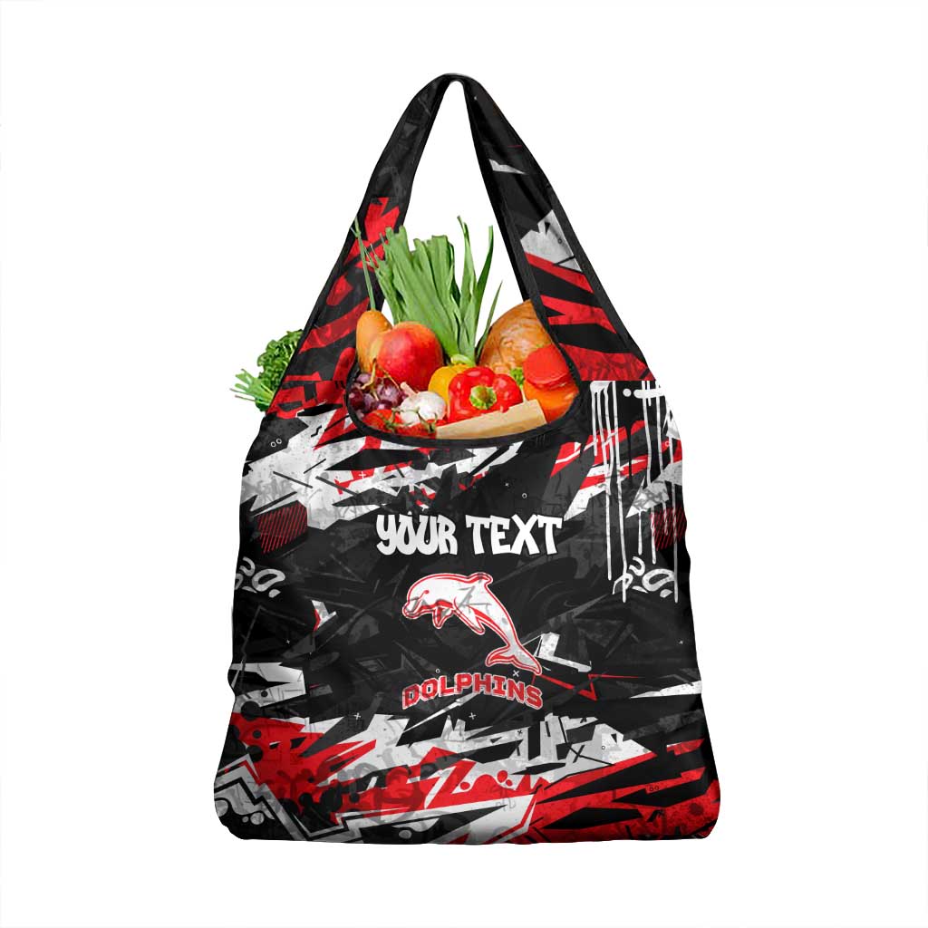 Personalized Dolphins Grocery Bag Graffiti Grunge Abstract Urban Street Style Design