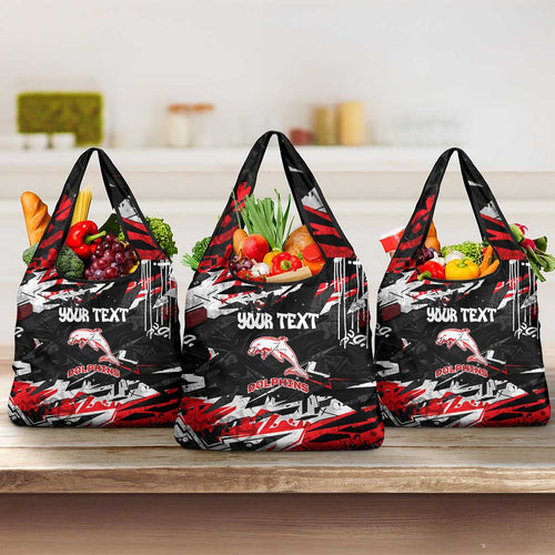Personalized Dolphins Grocery Bag Graffiti Grunge Abstract Urban Street Style Design