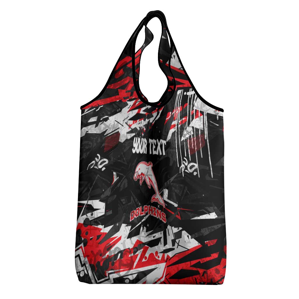 Personalized Dolphins Grocery Bag Graffiti Grunge Abstract Urban Street Style Design