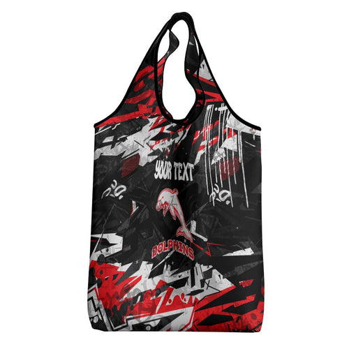 Personalized Dolphins Grocery Bag Graffiti Grunge Abstract Urban Street Style Design