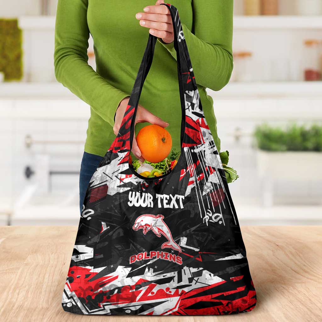 Personalized Dolphins Grocery Bag Graffiti Grunge Abstract Urban Street Style Design