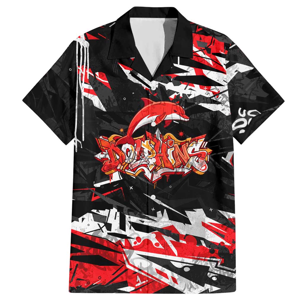 Personalized Dolphins Hawaiian Shirt Graffiti Grunge Abstract Urban Street Style Design