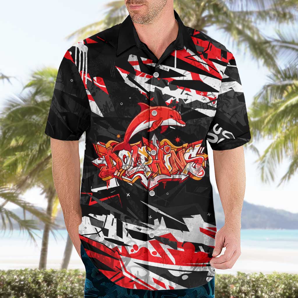 Personalized Dolphins Hawaiian Shirt Graffiti Grunge Abstract Urban Street Style Design