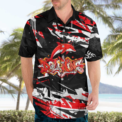Personalized Dolphins Hawaiian Shirt Graffiti Grunge Abstract Urban Street Style Design