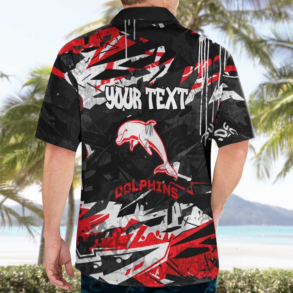 Personalized Dolphins Hawaiian Shirt Graffiti Grunge Abstract Urban Street Style Design