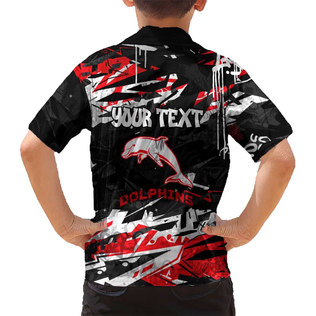 Personalized Dolphins Hawaiian Shirt Graffiti Grunge Abstract Urban Street Style Design