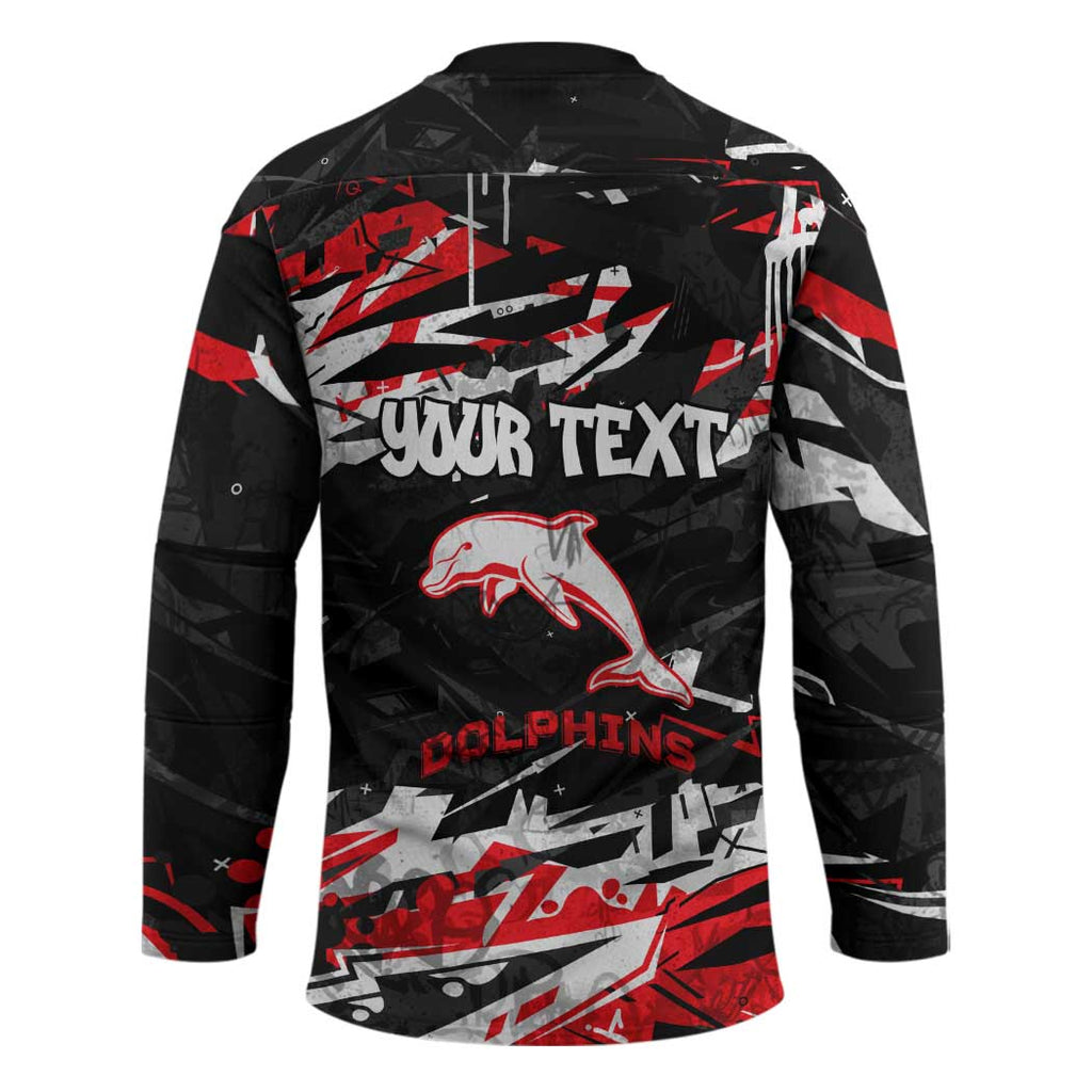 Personalized Dolphins Hockey Jersey Graffiti Grunge Abstract Urban Street Style Design