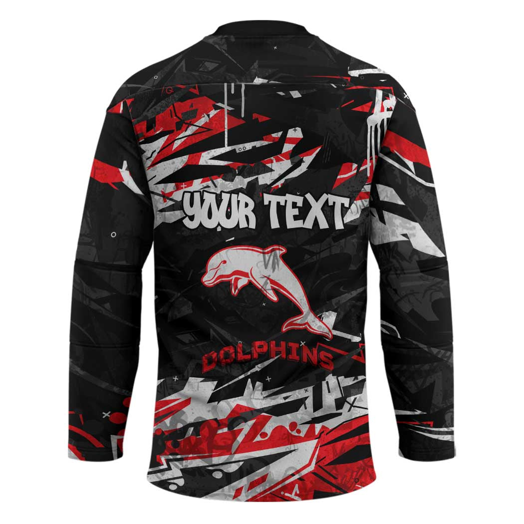 Personalized Dolphins Hockey Jersey Graffiti Grunge Abstract Urban Street Style Design