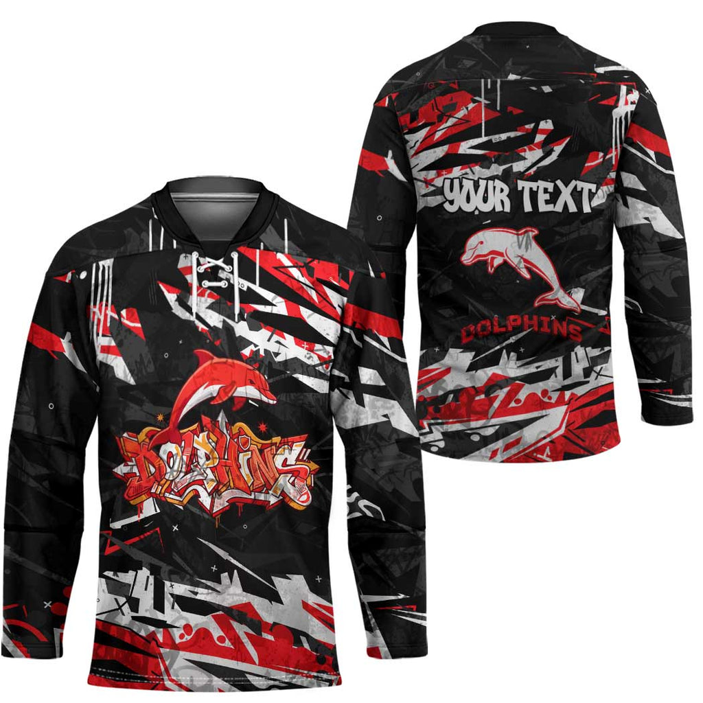 Personalized Dolphins Hockey Jersey Graffiti Grunge Abstract Urban Street Style Design