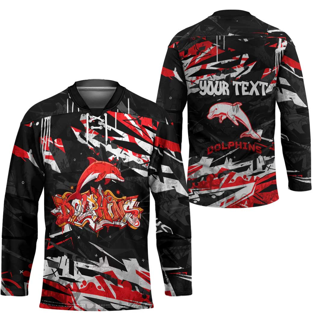Personalized Dolphins Hockey Jersey Graffiti Grunge Abstract Urban Street Style Design