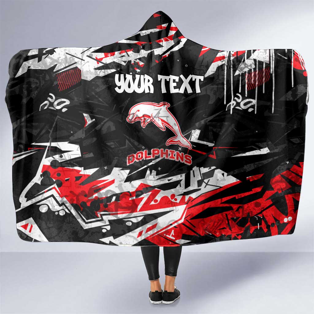Personalized Dolphins Hooded Blanket Graffiti Grunge Abstract Urban Street Style Design