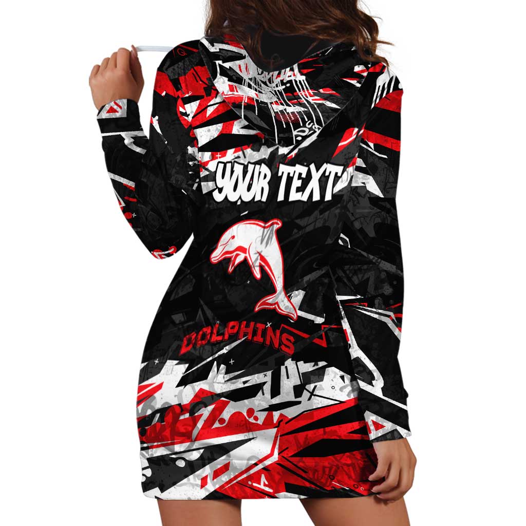 Personalized Dolphins Hoodie Dress Graffiti Grunge Abstract Urban Street Style Design