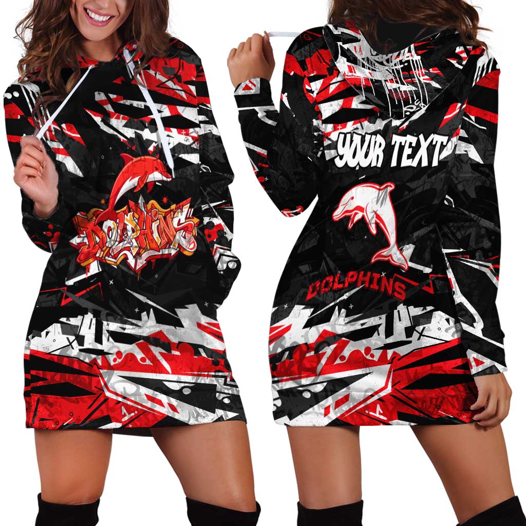 Personalized Dolphins Hoodie Dress Graffiti Grunge Abstract Urban Street Style Design