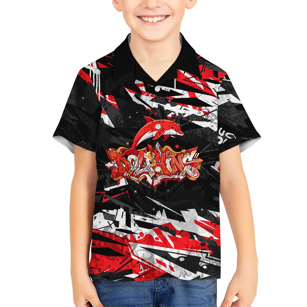 Personalized Dolphins Kid Hawaiian Shirt Graffiti Grunge Abstract Urban Street Style Design