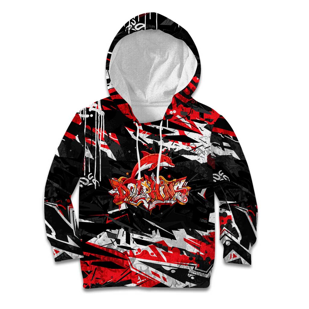 Personalized Dolphins Kid Hoodie Graffiti Grunge Abstract Urban Street Style Design