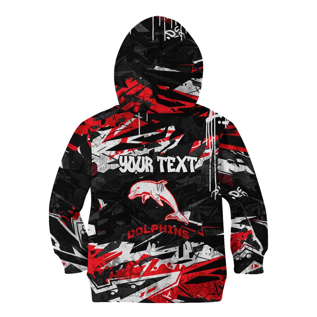 Personalized Dolphins Kid Hoodie Graffiti Grunge Abstract Urban Street Style Design