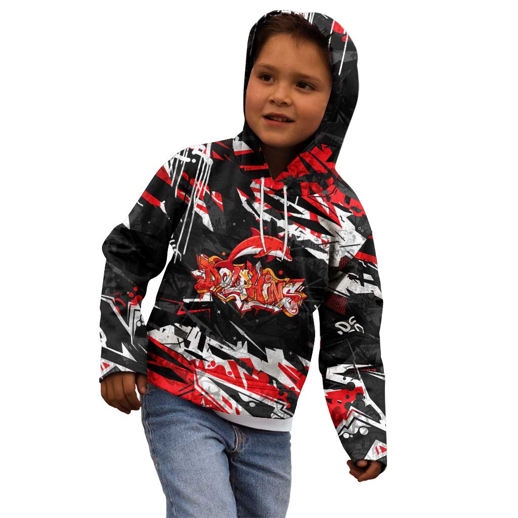 Personalized Dolphins Kid Hoodie Graffiti Grunge Abstract Urban Street Style Design