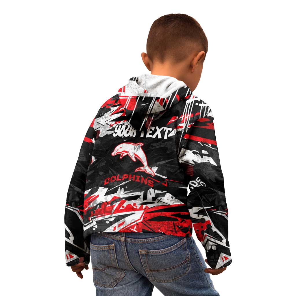 Personalized Dolphins Kid Hoodie Graffiti Grunge Abstract Urban Street Style Design