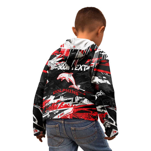 Personalized Dolphins Kid Hoodie Graffiti Grunge Abstract Urban Street Style Design