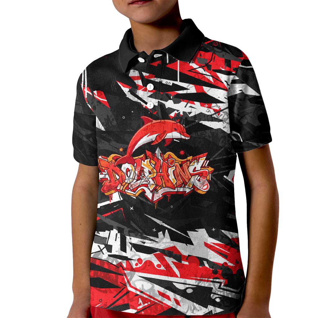 Personalized Dolphins Kid Polo Shirt Graffiti Grunge Abstract Urban Street Style Design