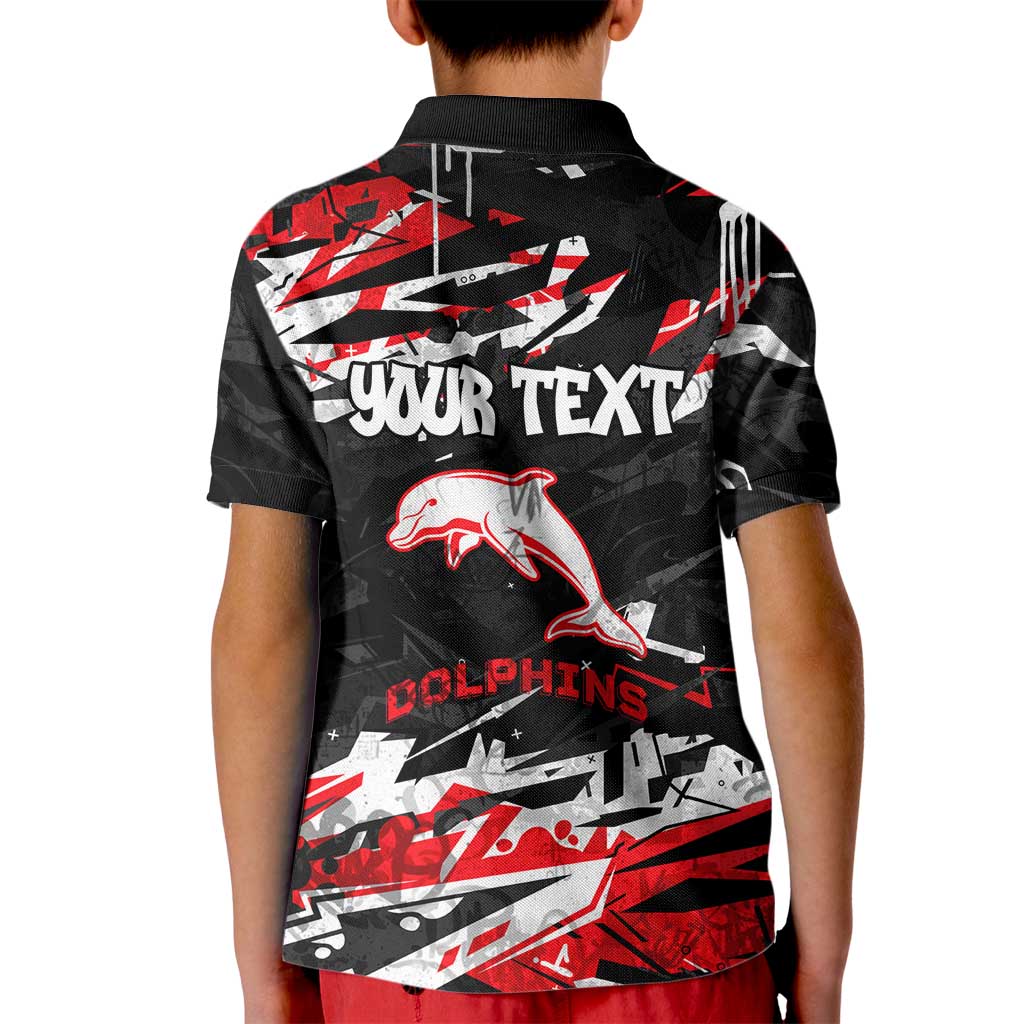 Personalized Dolphins Kid Polo Shirt Graffiti Grunge Abstract Urban Street Style Design