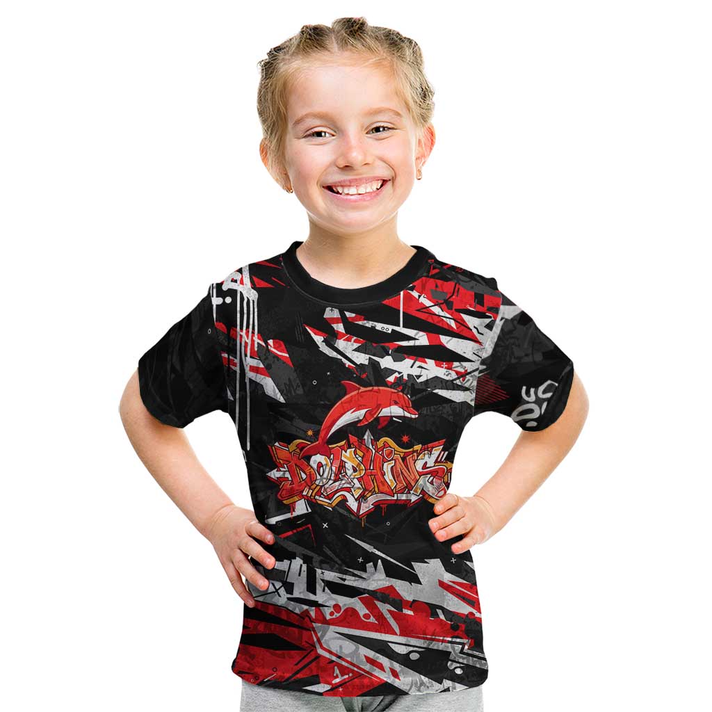 Personalized Dolphins Kid T Shirt Graffiti Grunge Abstract Urban Street Style Design