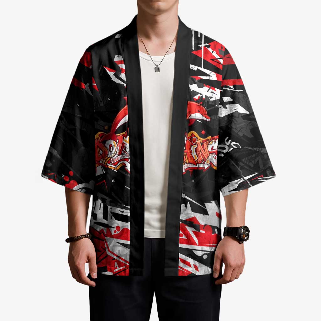 Personalized Dolphins Kimono Graffiti Grunge Abstract Urban Street Style Design