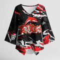 Personalized Dolphins Kimono Sleeve Blouse Graffiti Grunge Abstract Urban Street Style Design