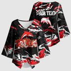 Personalized Dolphins Kimono Sleeve Blouse Graffiti Grunge Abstract Urban Street Style Design
