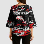 Personalized Dolphins Kimono Sleeve Blouse Graffiti Grunge Abstract Urban Street Style Design