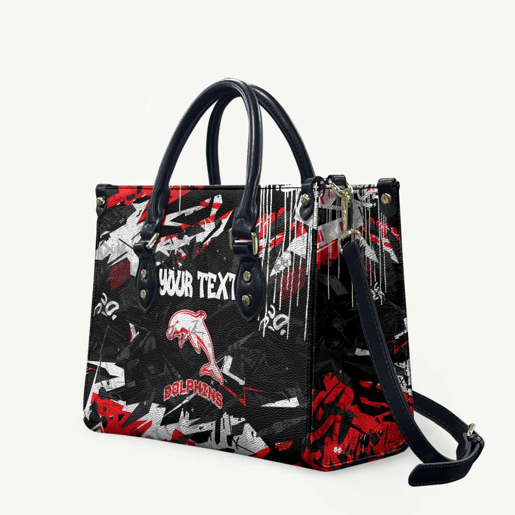 Personalized Dolphins Leather Bag Graffiti Grunge Abstract Urban Street Style Design