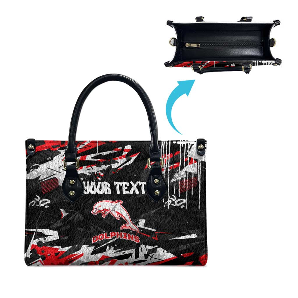 Personalized Dolphins Leather Bag Graffiti Grunge Abstract Urban Street Style Design
