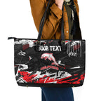 Personalized Dolphins Leather Tote Bag Graffiti Grunge Abstract Urban Street Style Design